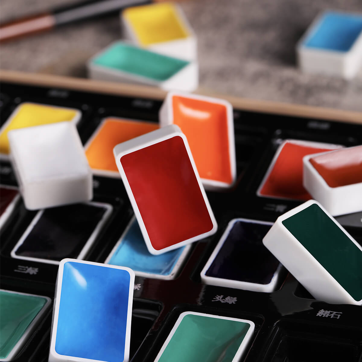 Aquarellfarben-Set von Paul Rubens, 24 leuchtende GUCAI-Farben, abnehmbare einzelne feste Aquarellfarben