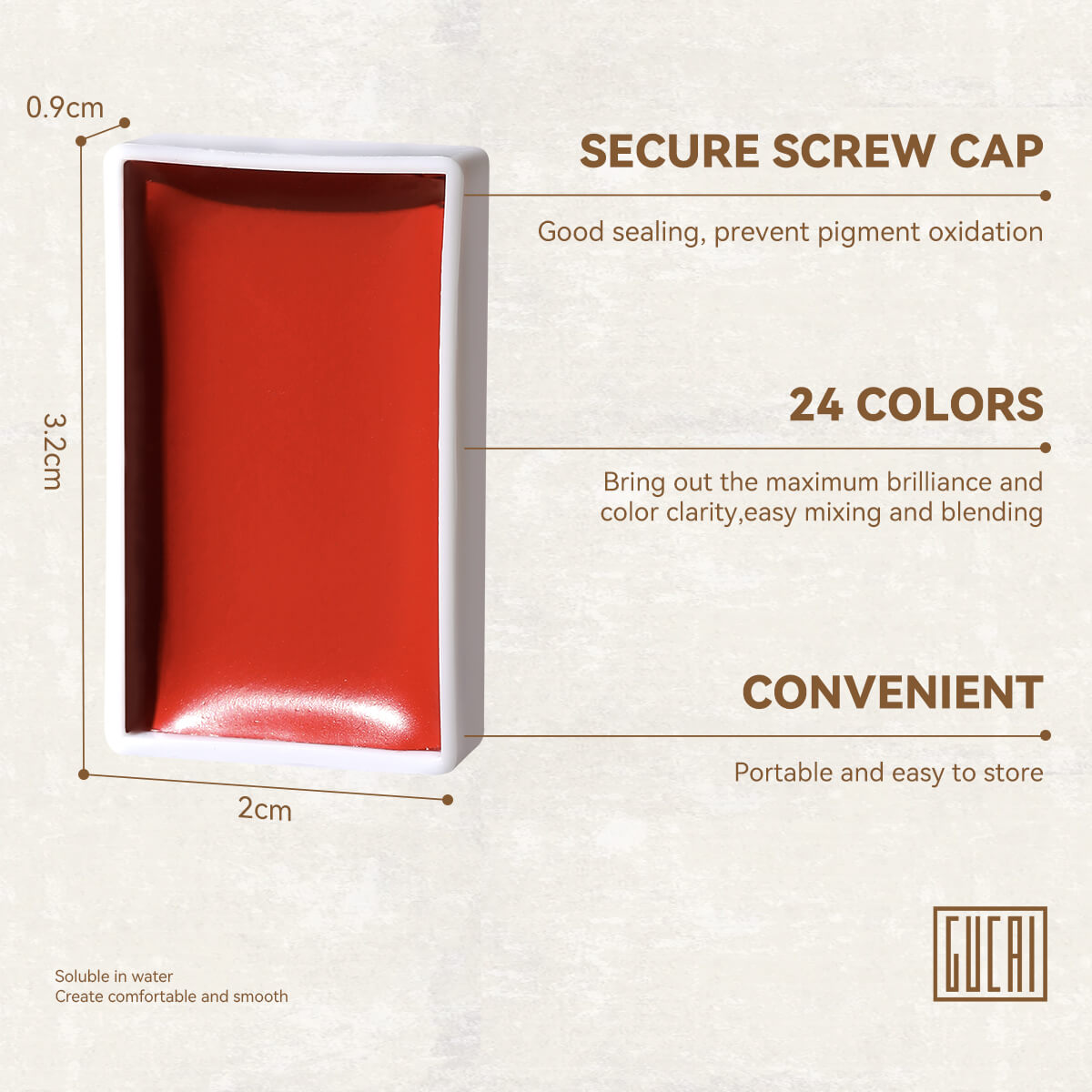 Aquarellfarben-Set von Paul Rubens, 24 leuchtende GUCAI-Farben, abnehmbare einzelne feste Aquarellfarben