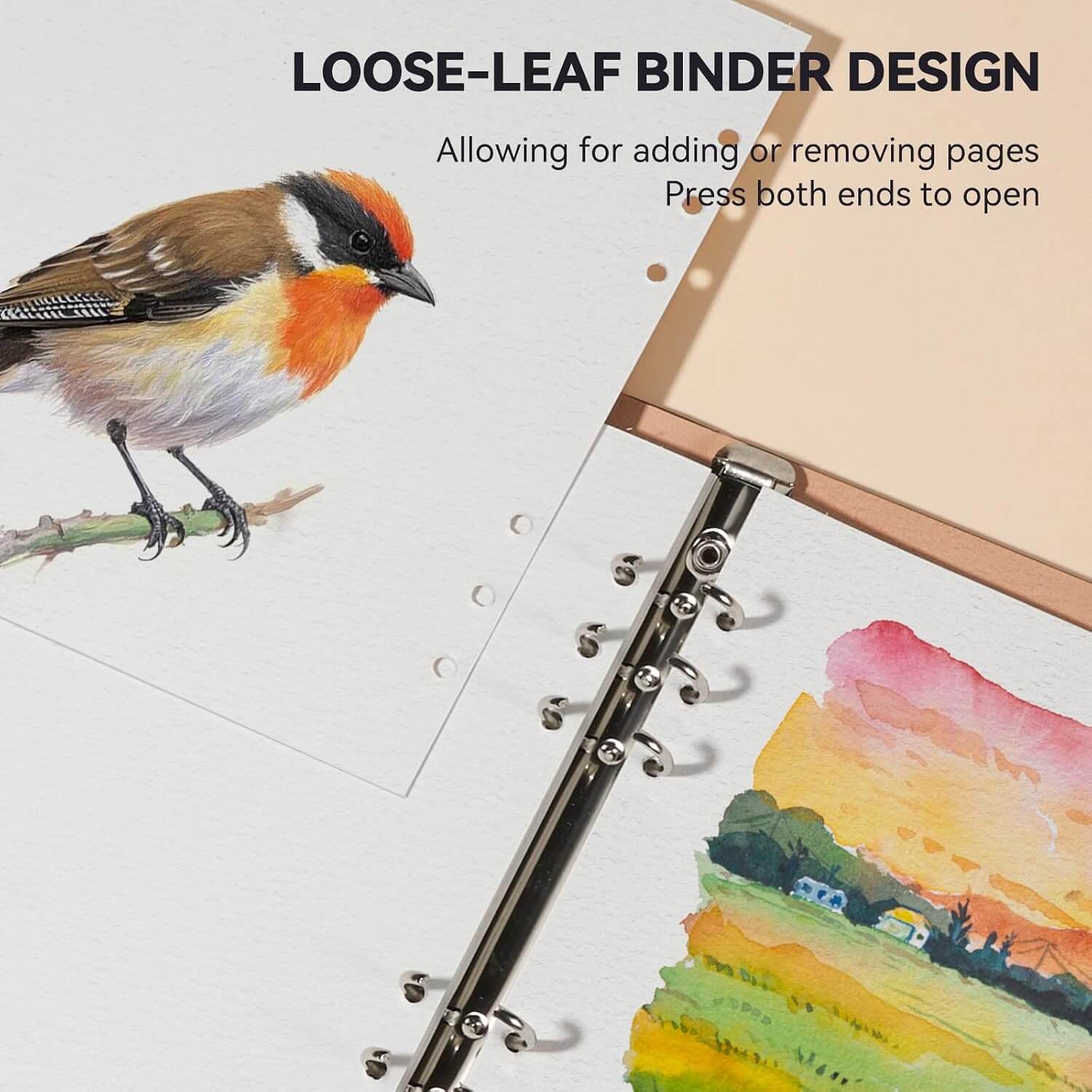 Lightwish Square Watercolor Sketchbook,100% Cotton,300gsm/140lb,Acid-Free,Cold Press Watecolor Paper Journal