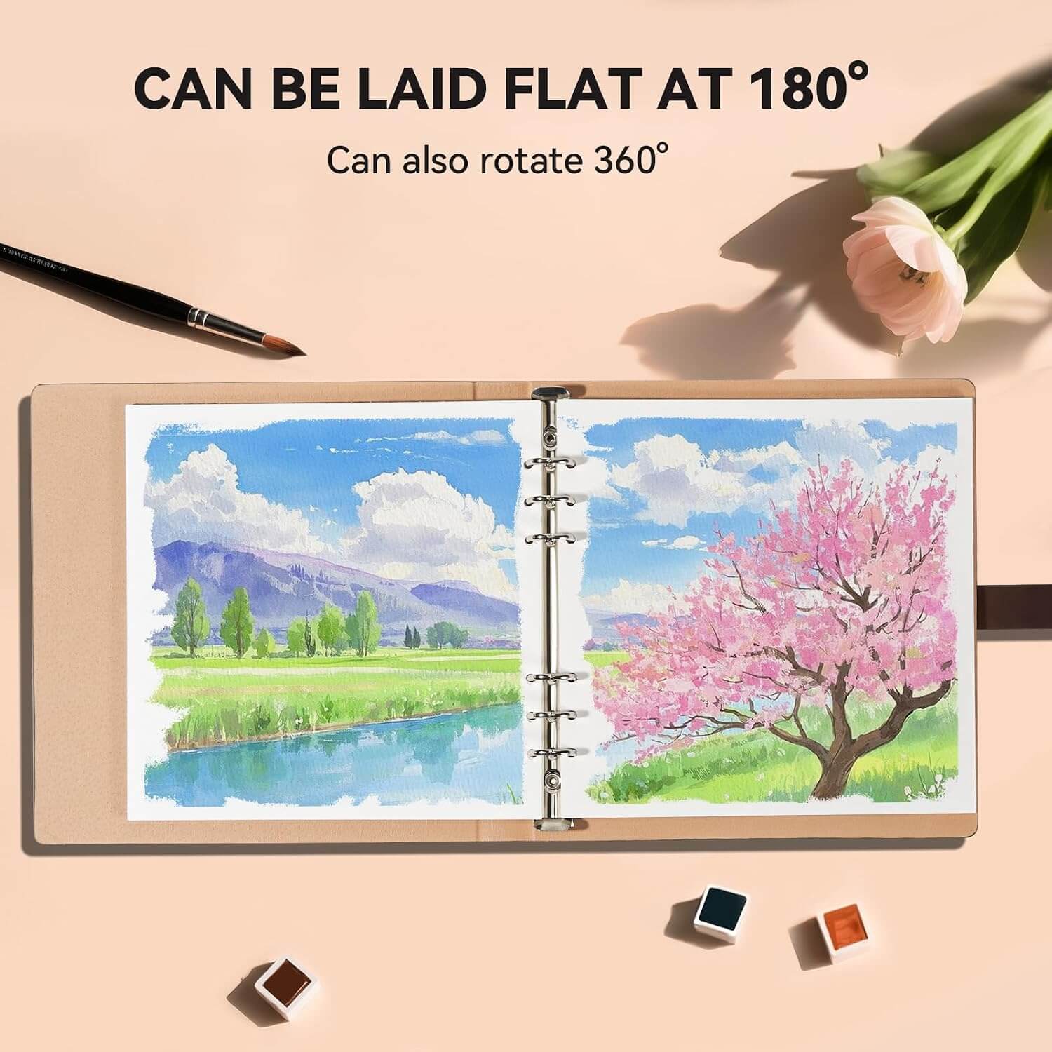 Lightwish Square Watercolor Sketchbook,100% Cotton,300gsm/140lb,Acid-Free,Cold Press Watecolor Paper Journal