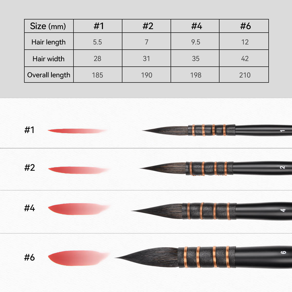 Lightwish Watercolor Brushes Set 4 PCS, Squirrel Hair Paint Brushes kit