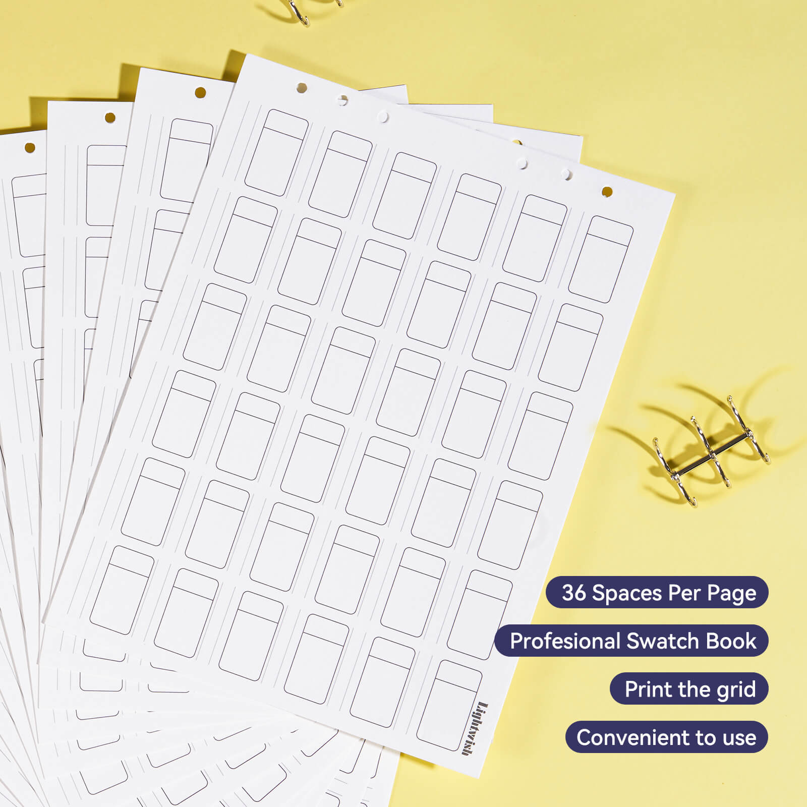 Lightwish Watercolor Swatch Book, 12 sheets, 100% Cotton, 300gsm/140lb, Acid-Free, Hot Press