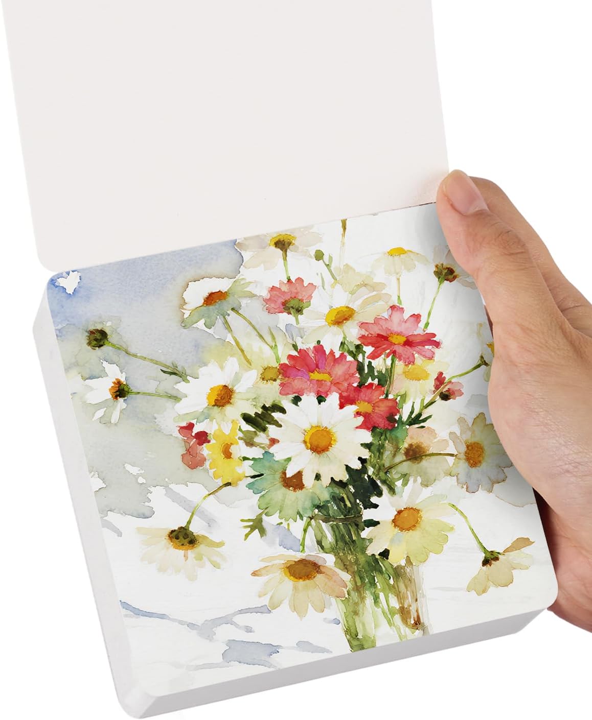 Lightwish 60 Sheets Mini Watercolor Sketchbook 2.6 x 3.3 inch Hot Press 300gsm/140lb, Travel Size Portable Tearable Square Painting Notebook, Square Watercolor Sketch Book Art Paper Sketchbook