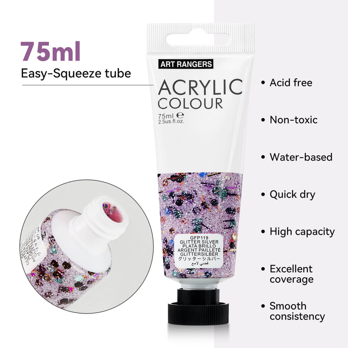 Lightwish Acrylic Paint Set Large Glitter Color