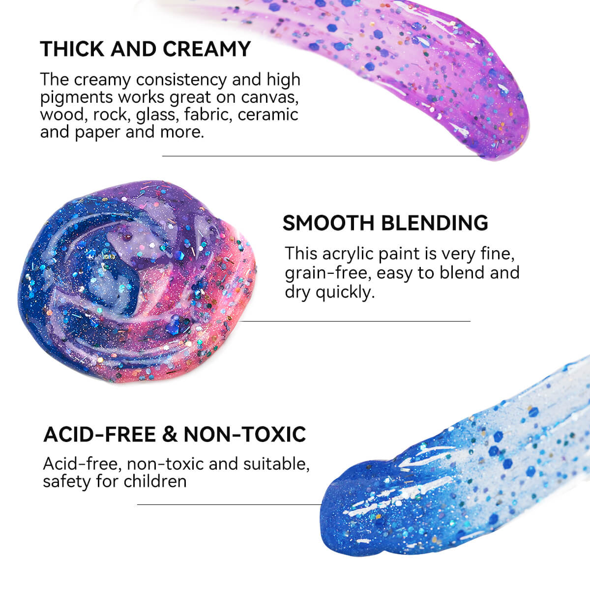 Lightwish Acrylic Paint Set Large Glitter Color