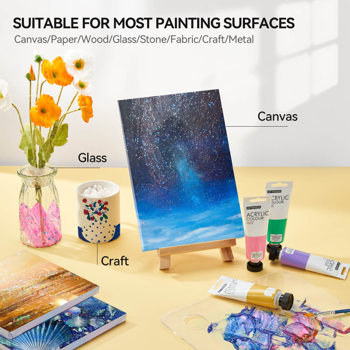 Lightwish Acrylic Paint Set Large Glitter Color