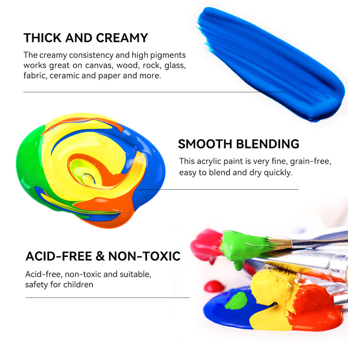 Lightwish Acrylic Paint Set Large Glitter Color