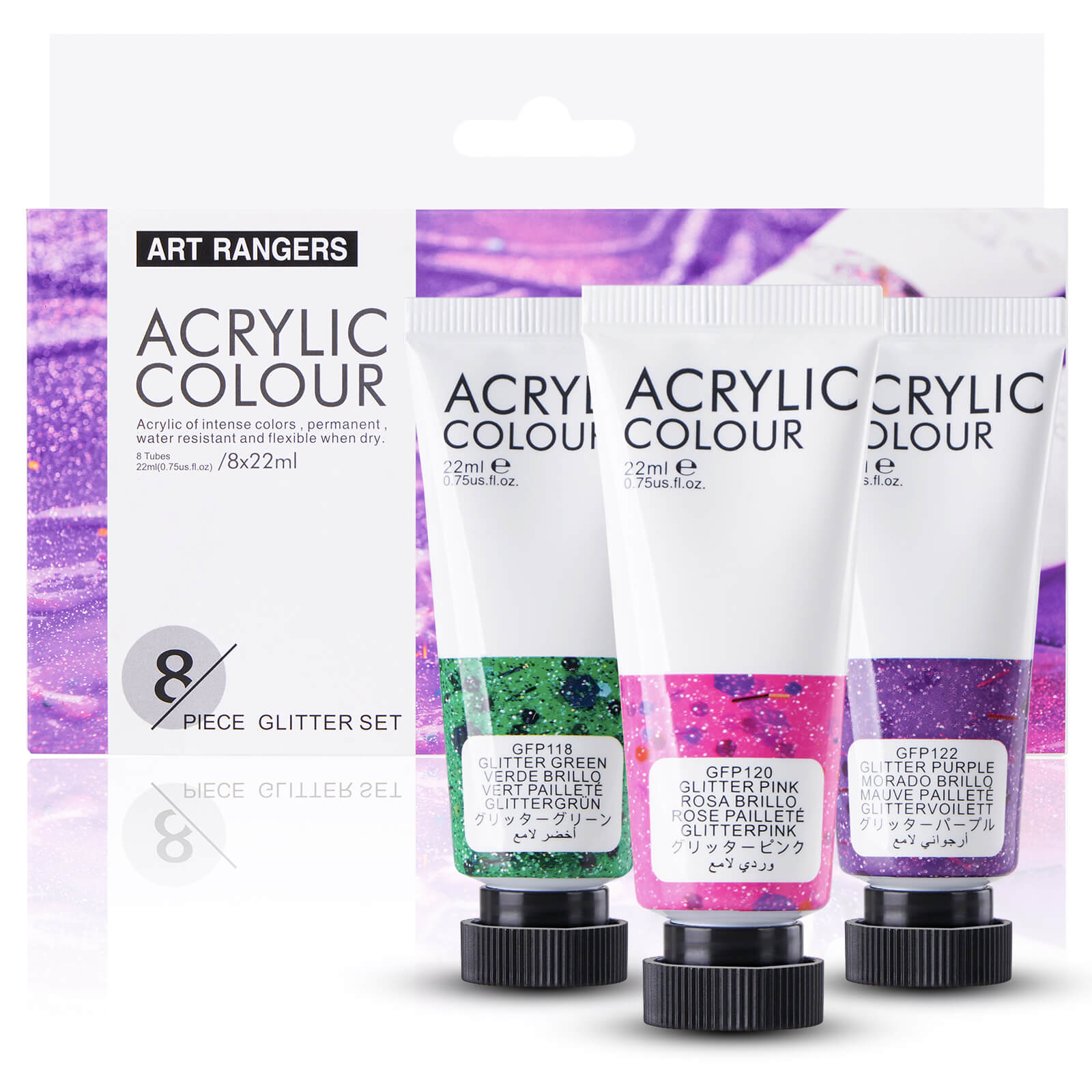 Lightwish Acrylic Paint Set Large Glitter Color