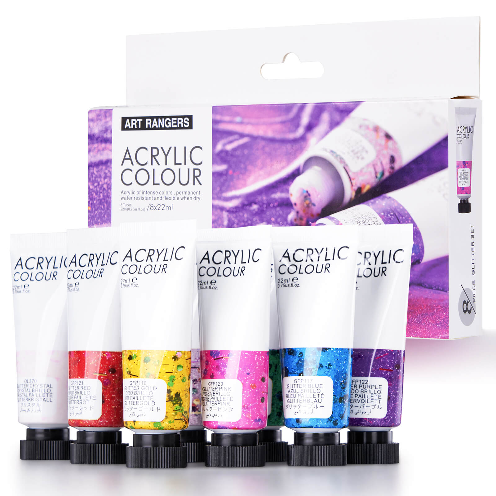 Lightwish Acrylic Paint Set Large Glitter Color