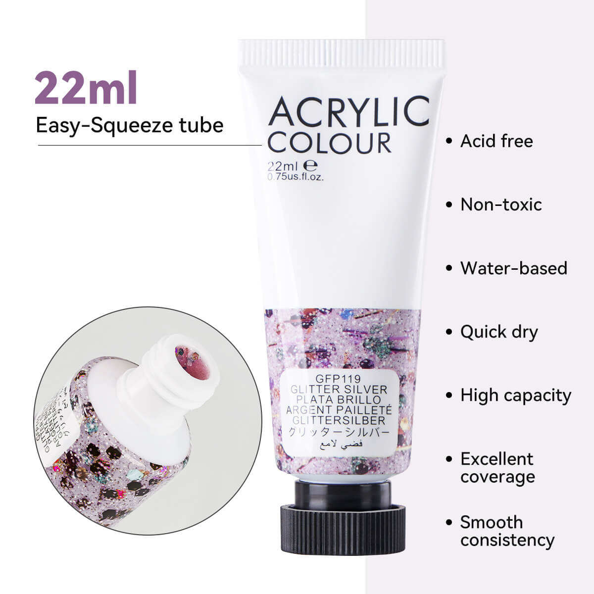 Lightwish Acrylic Paint Set Large Glitter Color