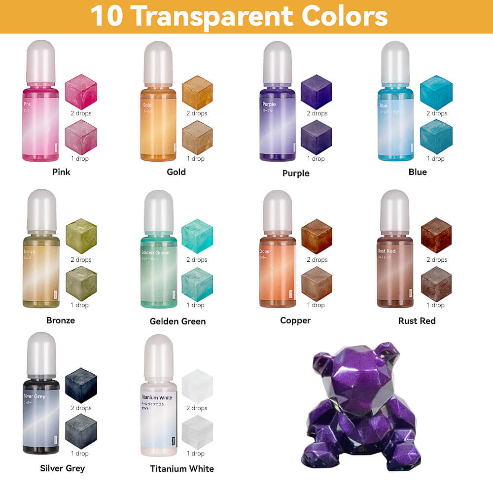 Lightwish Epoxy Resin Pigment 10 Colors, Dye Liquid for Resin Coloring, Macaron/Highly Translucent Colors