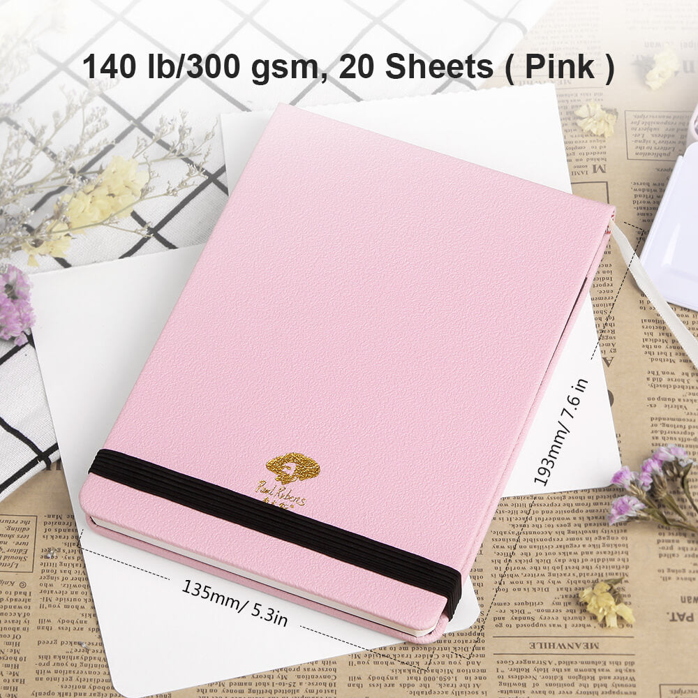 Paul Rubens Watercolor Paper, 100% Cotton Hot Press Watercolor Journal 7.6" x 5.3", 20 Sheets