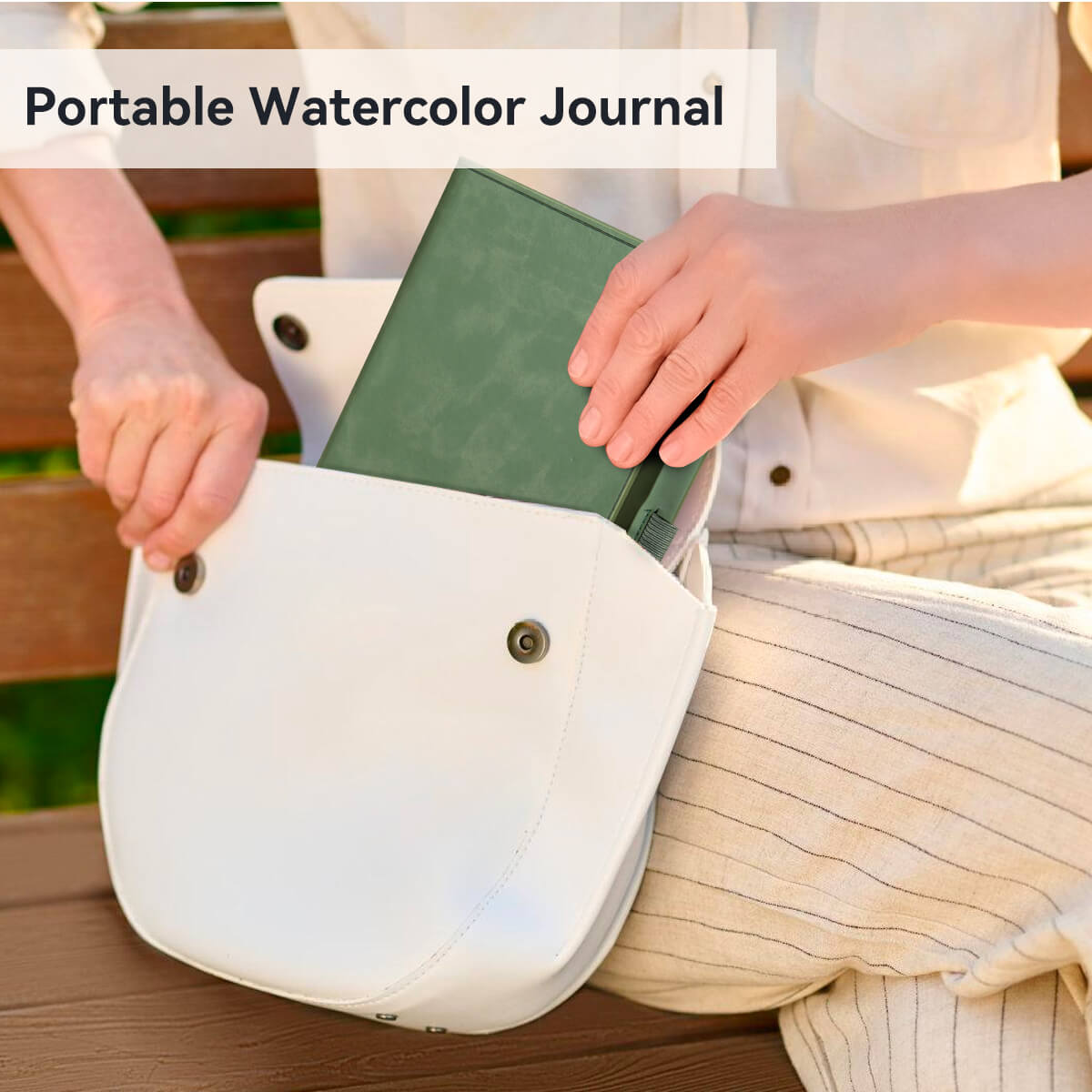 Lightwish Watercolor Hardcover Sketchbook, 100% Cotton Acid Free Journal, Hot Press Watercolor Paper, Green