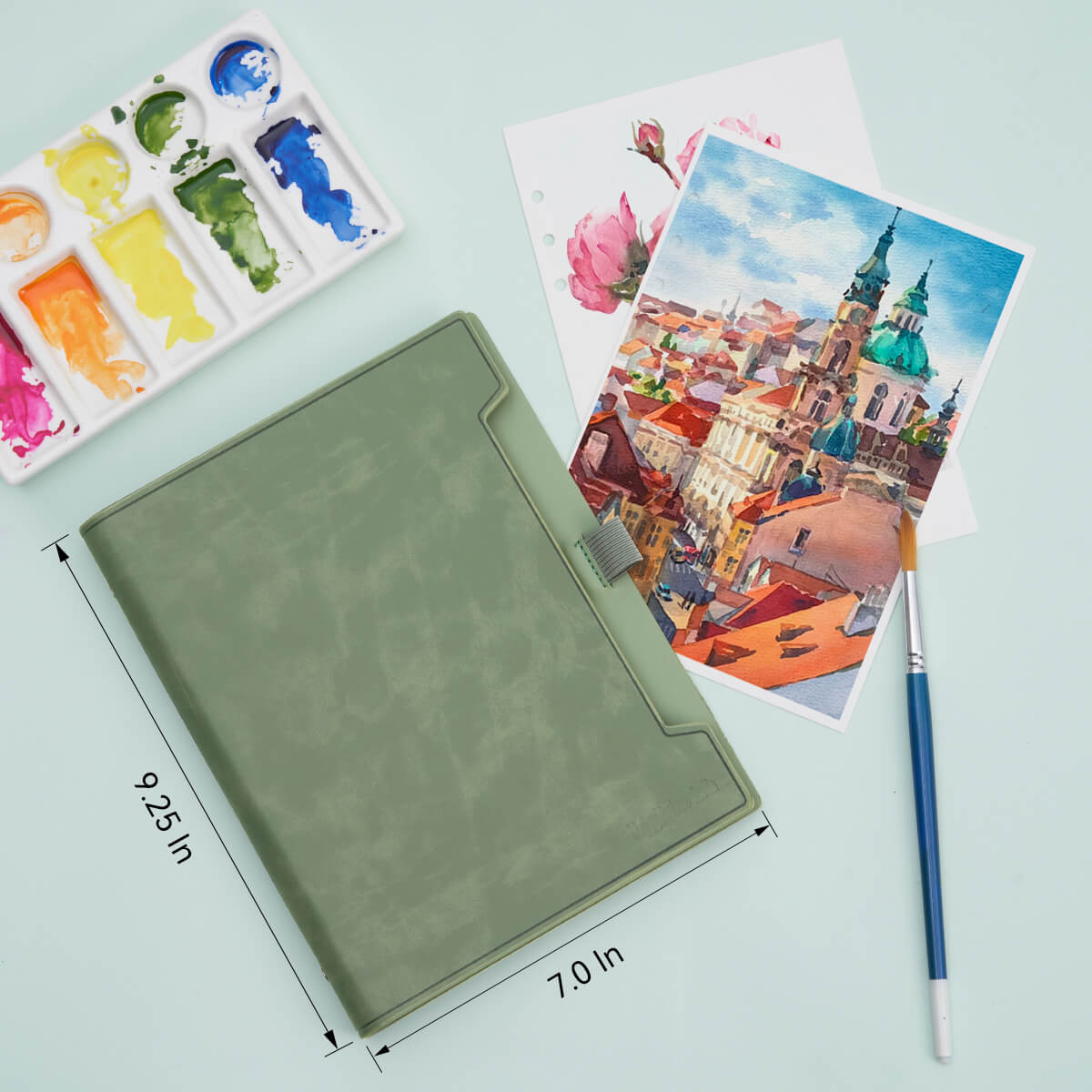 Lightwish Watercolor Hardcover Sketchbook, 100% Cotton Acid Free Journal, Hot Press Watercolor Paper, Green