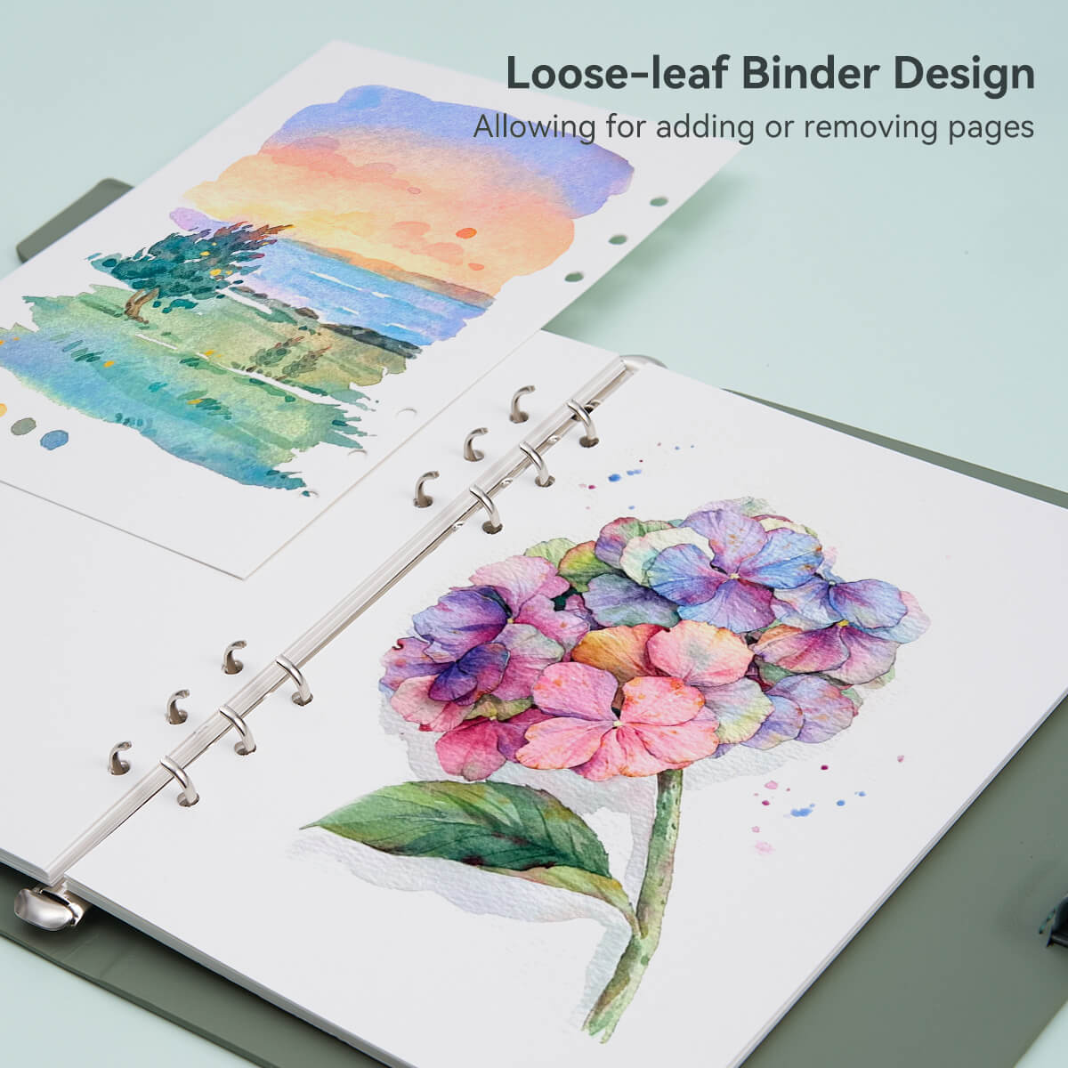 Lightwish Watercolor Hardcover Sketchbook, 100% Cotton Acid Free Journal, Hot Press Watercolor Paper, Green