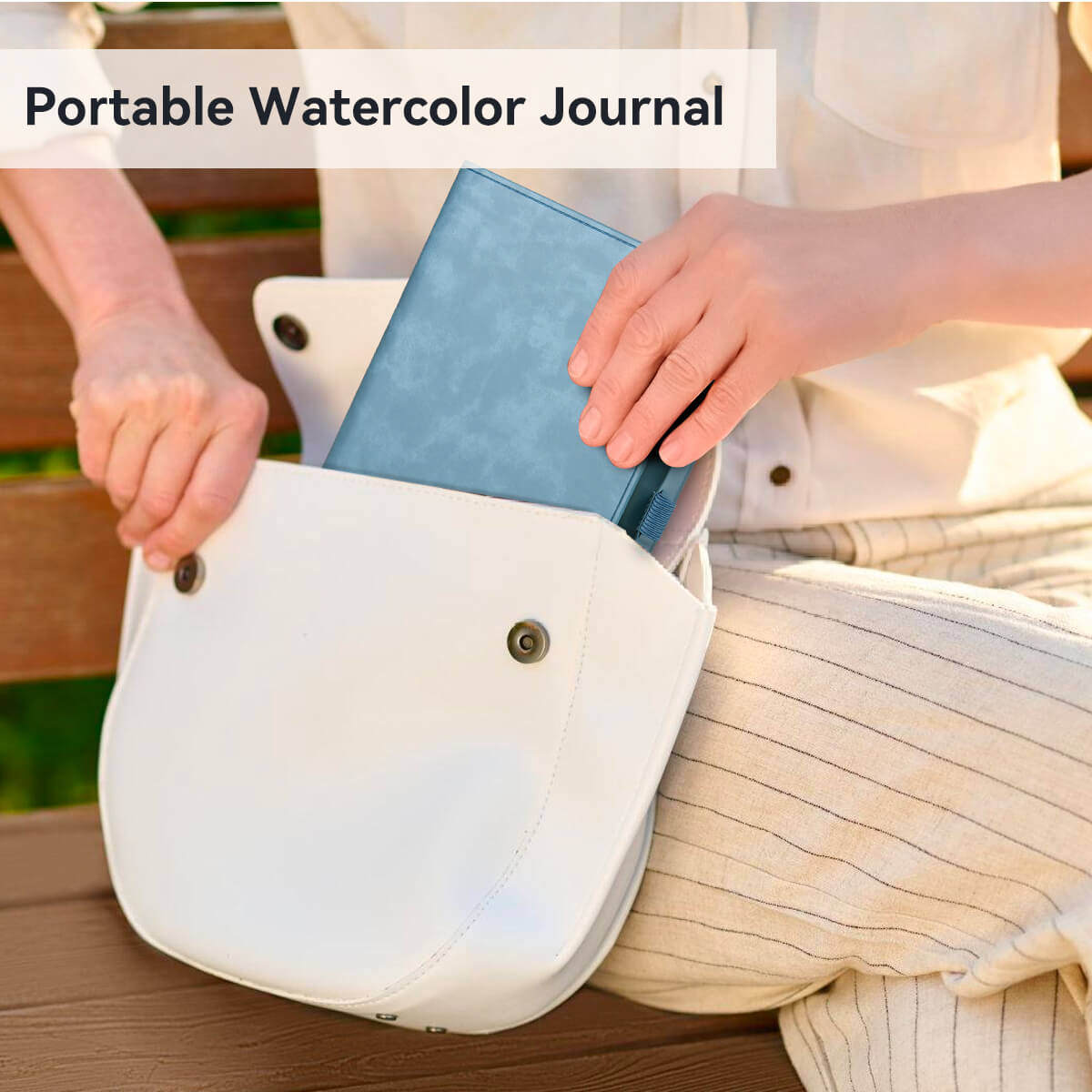 Lightwish Watercolor Hardcover Sketchbook, 100% Cotton Acid Free Journal, Cold Press Watercolor Paper, Blue