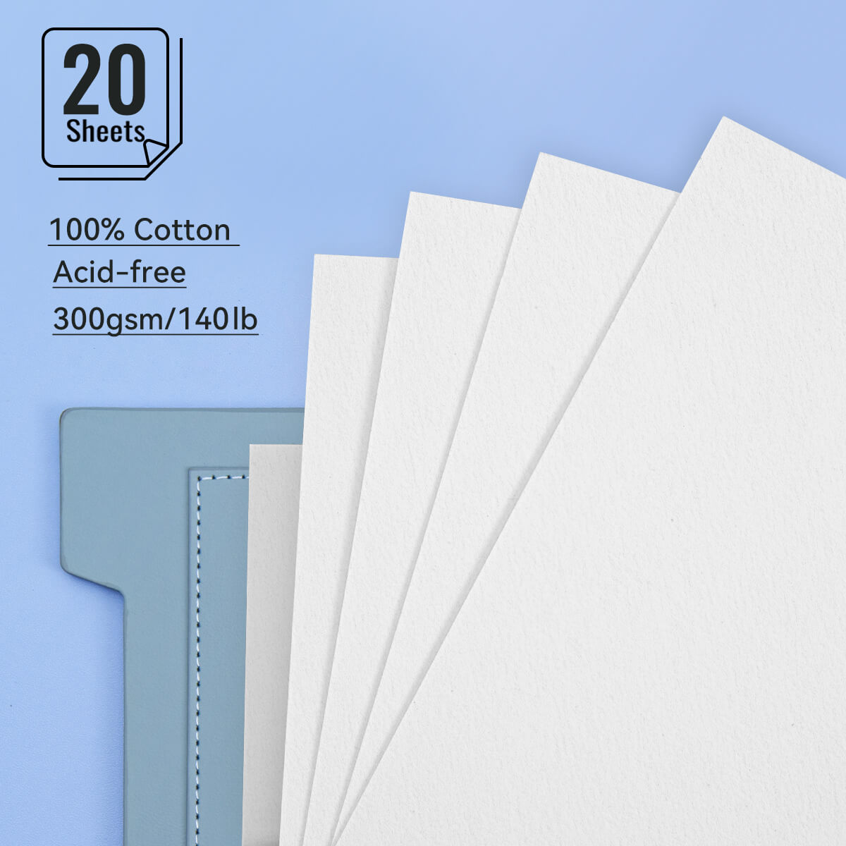 Lightwish Watercolor Hardcover Sketchbook, 100% Cotton Acid Free Journal, Cold Press Watercolor Paper, Blue