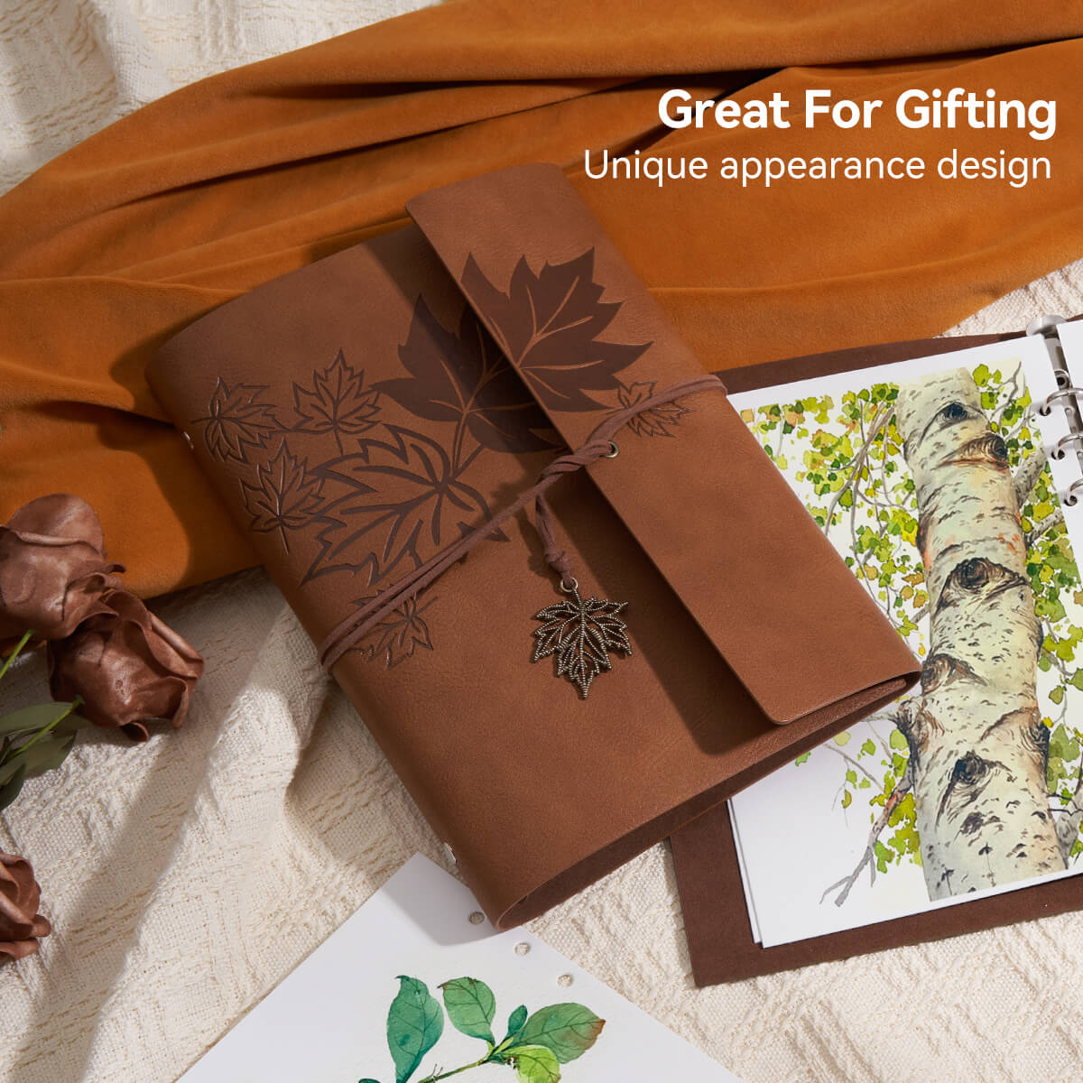 Lightwish Watercolor Retro Sketchbook, 100% Cotton Acid-free Journal, Hot Press Watercolor Paper, Light Brown