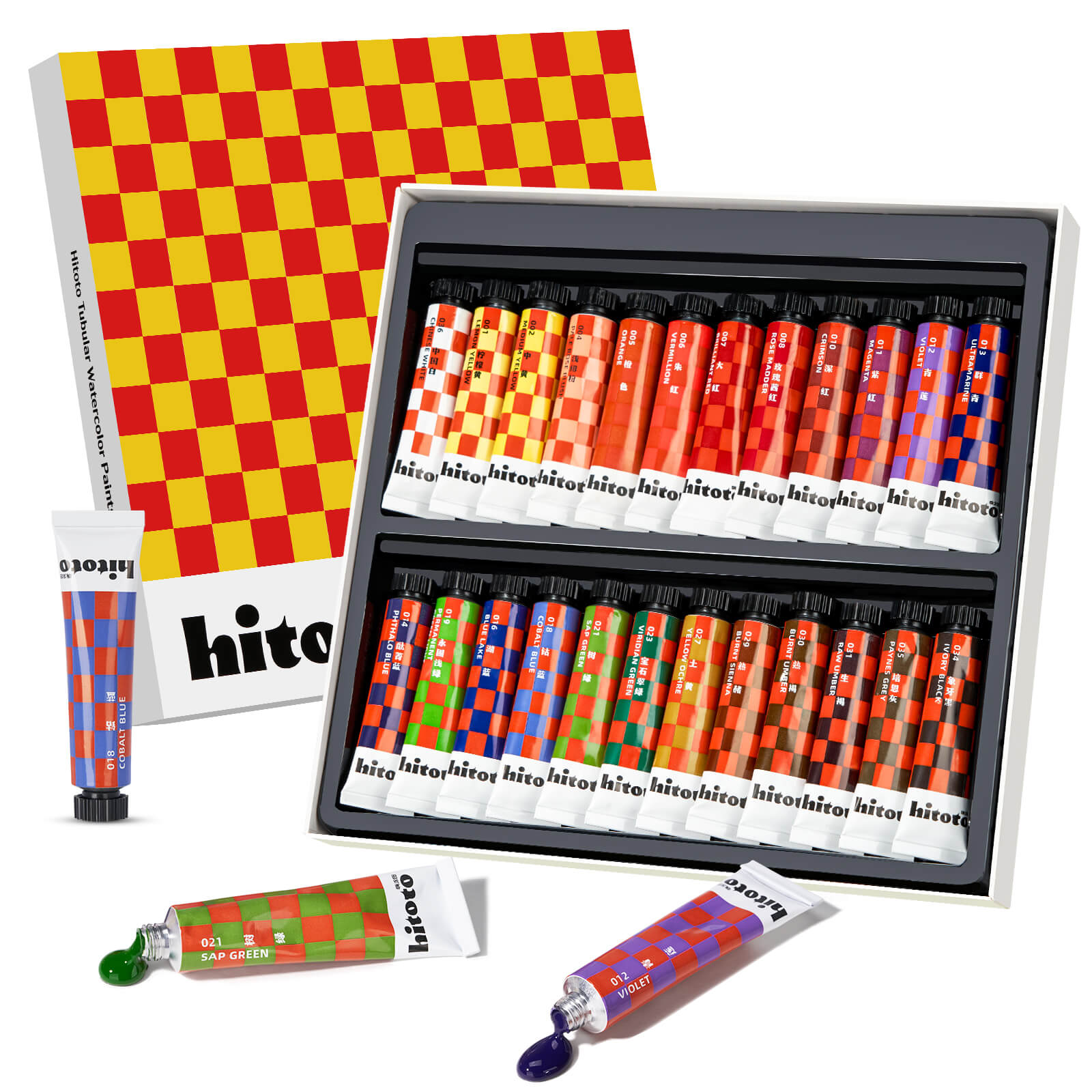 MeiLiang Hitoto Acuarela Set de Pintura, 24 Colores x 12ml Acuarela Tubos de Pintura