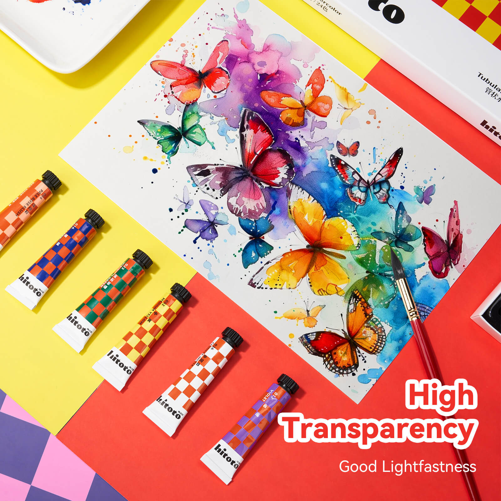 MeiLiang Hitoto Acuarela Set de Pintura, 24 Colores x 12ml Acuarela Tubos de Pintura
