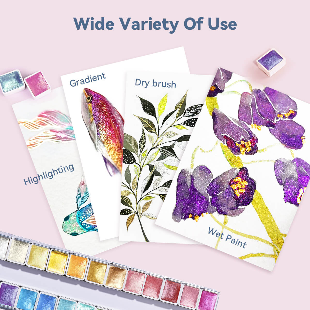 Paul Rubens 24 colors Artist Watercolor Paints-Metallic Glitter Solid