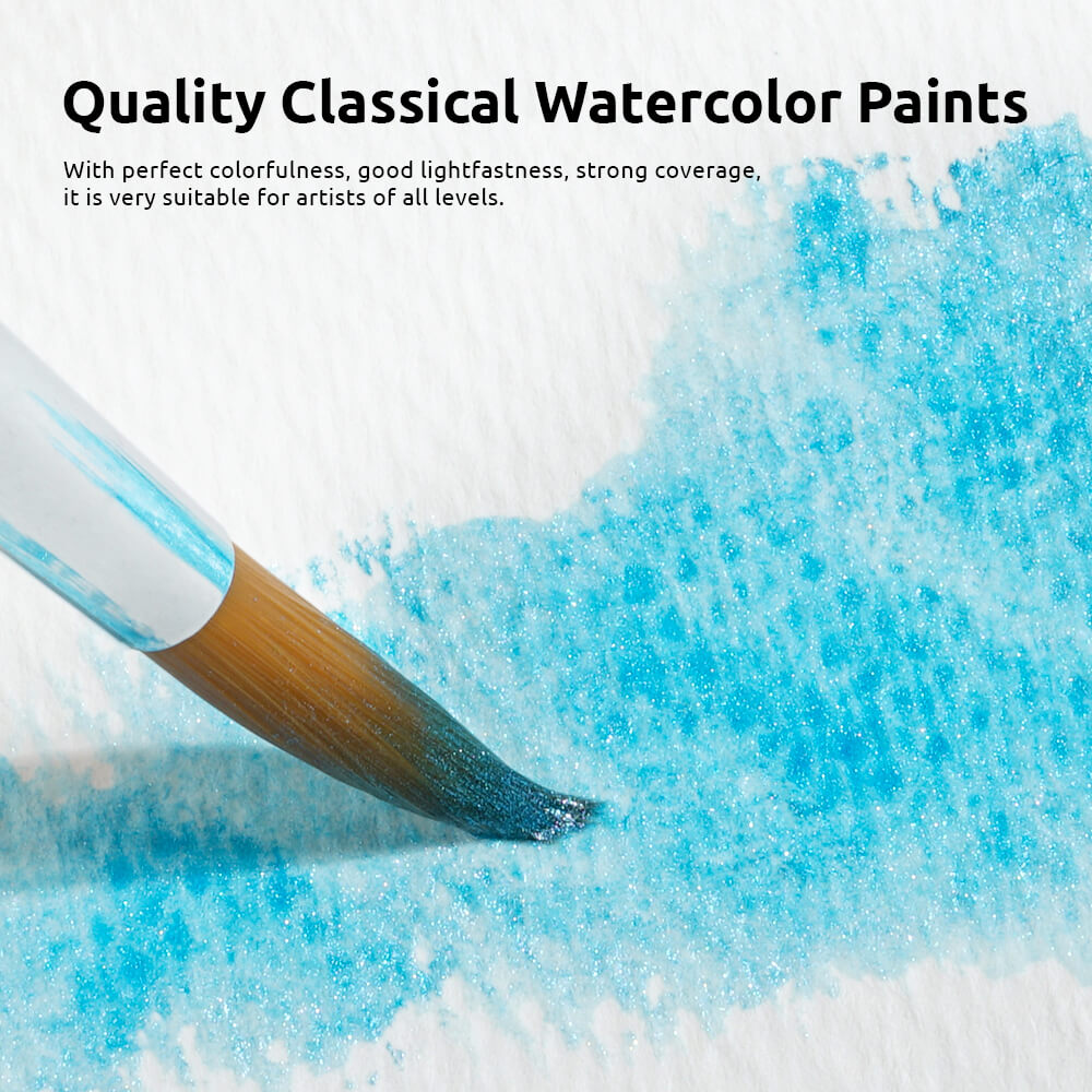 Paul Rubens Watercolor Paint Set, 36 GUCAI Pearlescent Colors, Good Lightfastness
