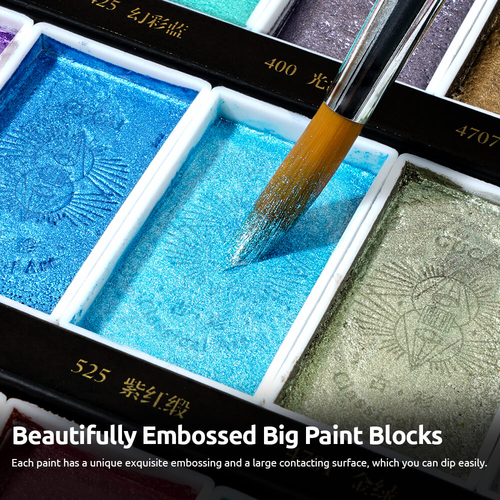 Paul Rubens Watercolor Paint Set, 36 GUCAI Pearlescent Colors, Good Lightfastness