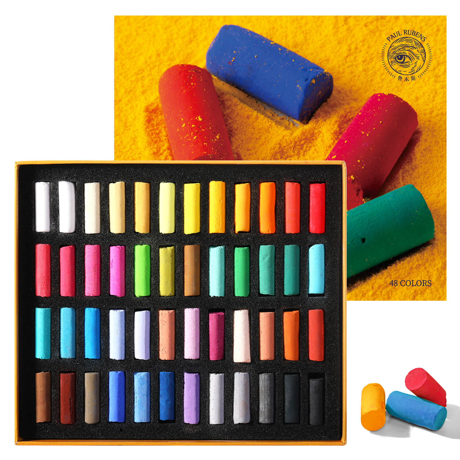 Paul Rubens Soft Pastels, 48 Vibrant Colors Chalk Pastels