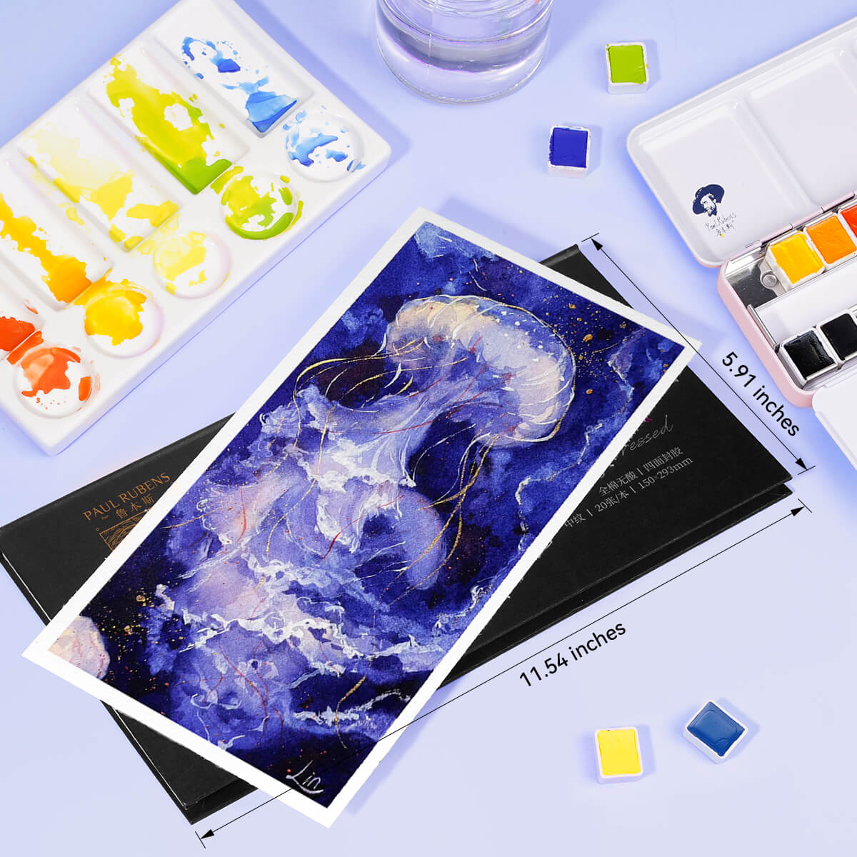 Paul Rubens Watercolor Block, High Absorption 100% Cotton Acid-Free Watercolor Paper Pad, Cold & Hot Press Sketchbook