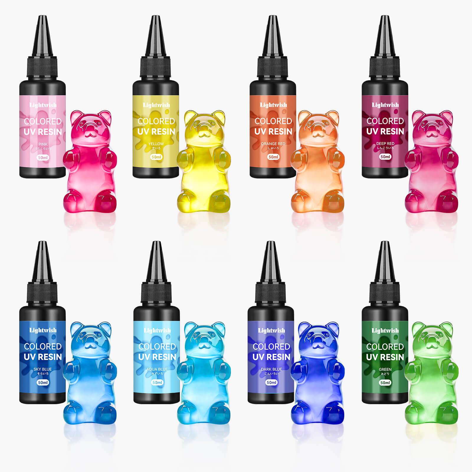 Lightwish Colored UV Resins, High Transparency 8 Colors