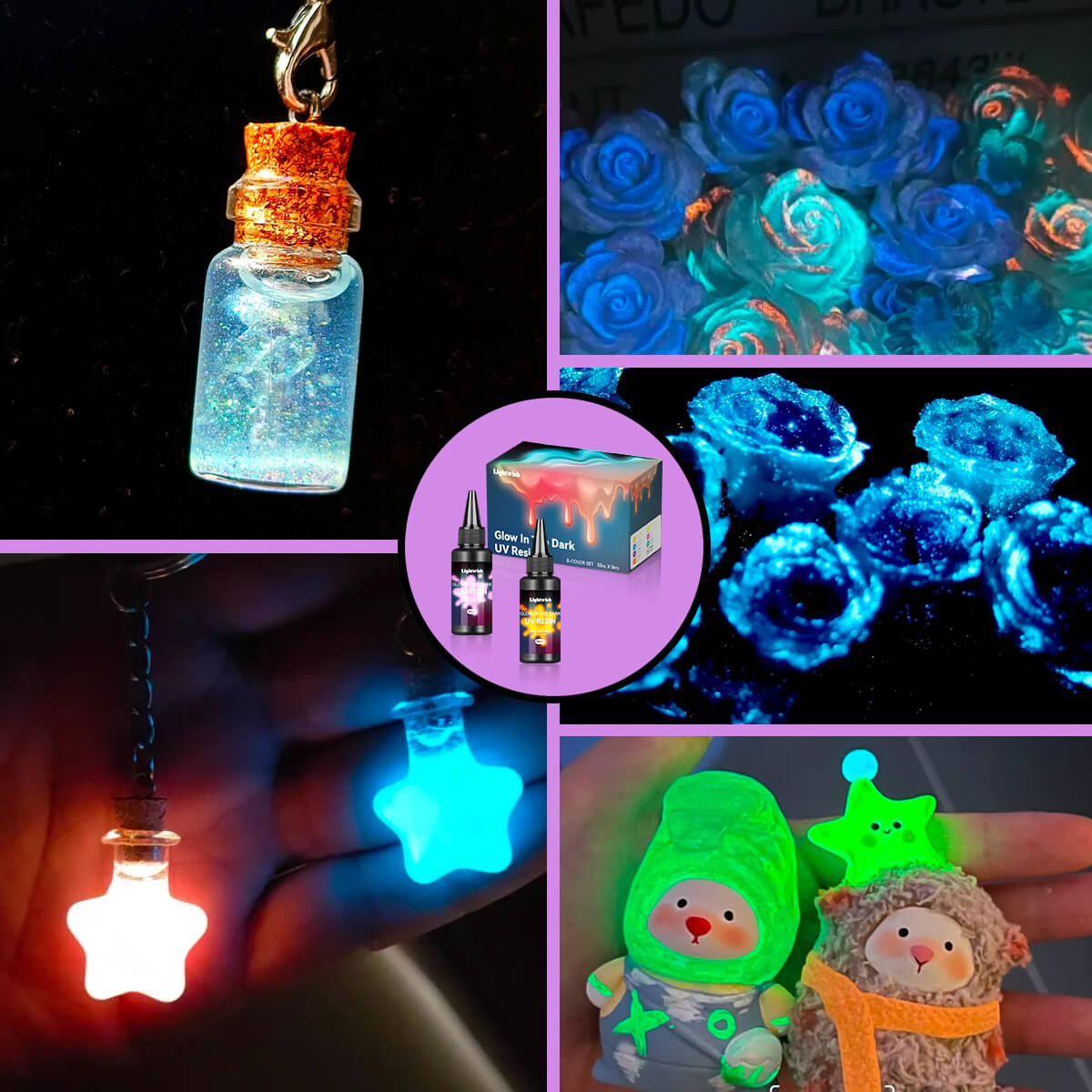 Lightwish Glow in The Dark Résine UV 400 g, 8 couleurs