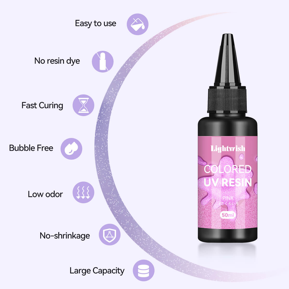 Lightwish Colored UV Resins, Diamond Glitter 8 Colors UV Resin Kit A