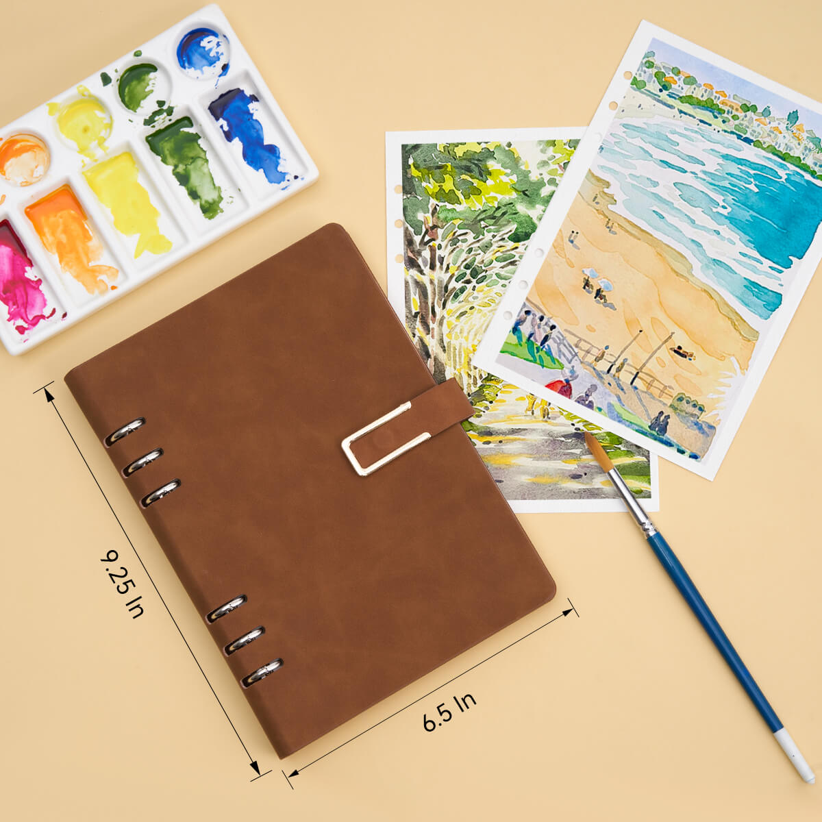 Lightwish 100% Cotton Acid Free Watercolor Journal/Sketchbook,300gsm/140lb, Cold & Hot Press Watercolor Paper,20 Sheets,9.25 * 6.3 Inches