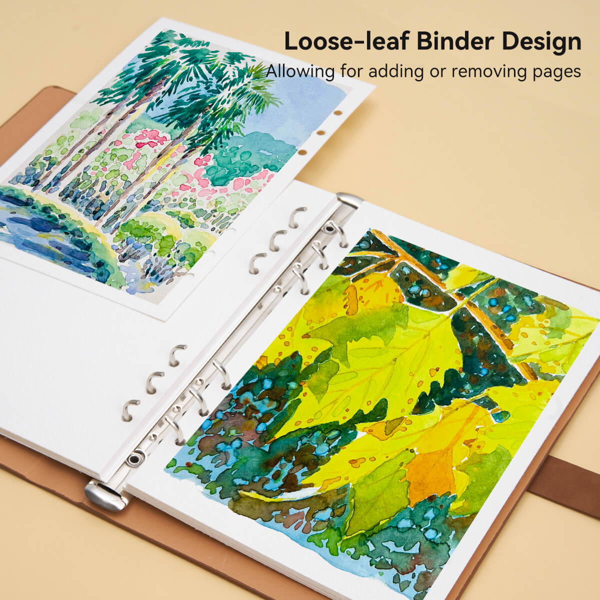 Lightwish 100% Cotton Acid Free Watercolor Journal/Sketchbook,300gsm/140lb, Cold & Hot Press Watercolor Paper,20 Sheets,9.25 * 6.3 Inches