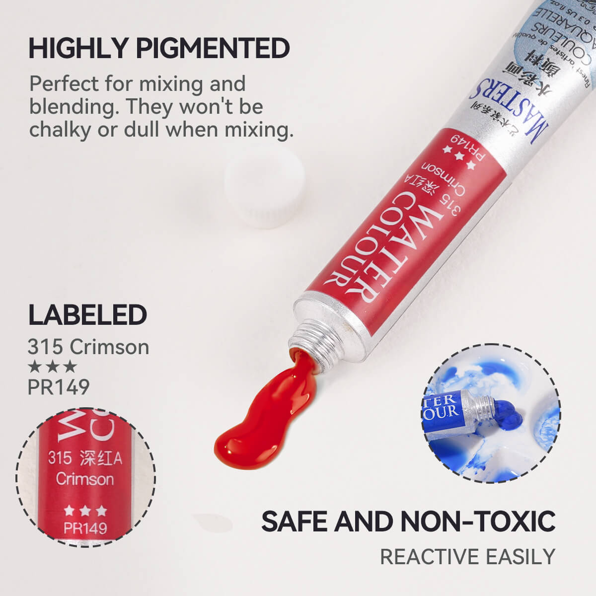 LIGHTWISH Marie's Masters Ensemble de tubes de peinture aquarelle professionnelle 24 couleurs