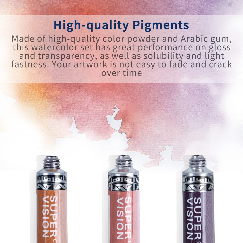 SUPER VISION 10 High-Grade Grey Colors Watercolor Tube Paint