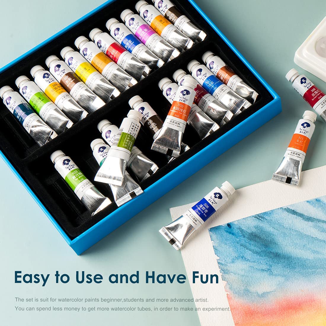 Paul Rubens 24 Vibrant Colors Watercolor Paint, Highly Pigmented