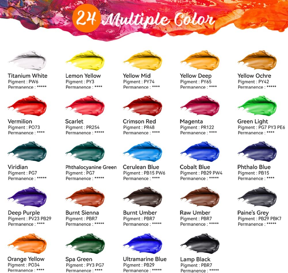 Paul Rubens 24 Colors Acrylic Paint Set