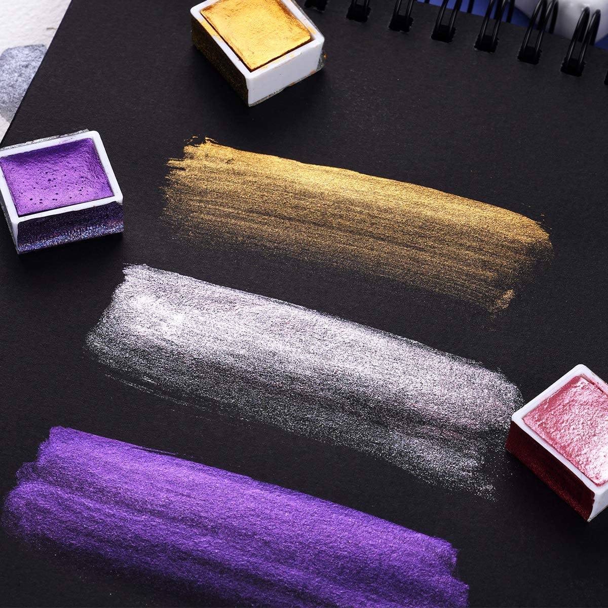 Paul Rubens Watercolor Paint, 12 Assorted Colors with Glitter Sparkle Effect