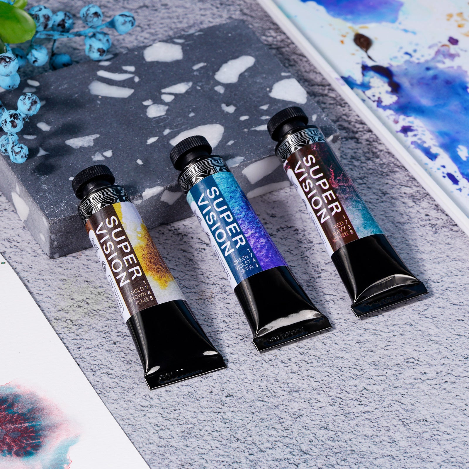 Super Vision Watercolor Paint Set, Diverse Colors Layering, Attractive Art Watercolor Set,3 Layering Colors 15ml*3 Tube (Set A)
