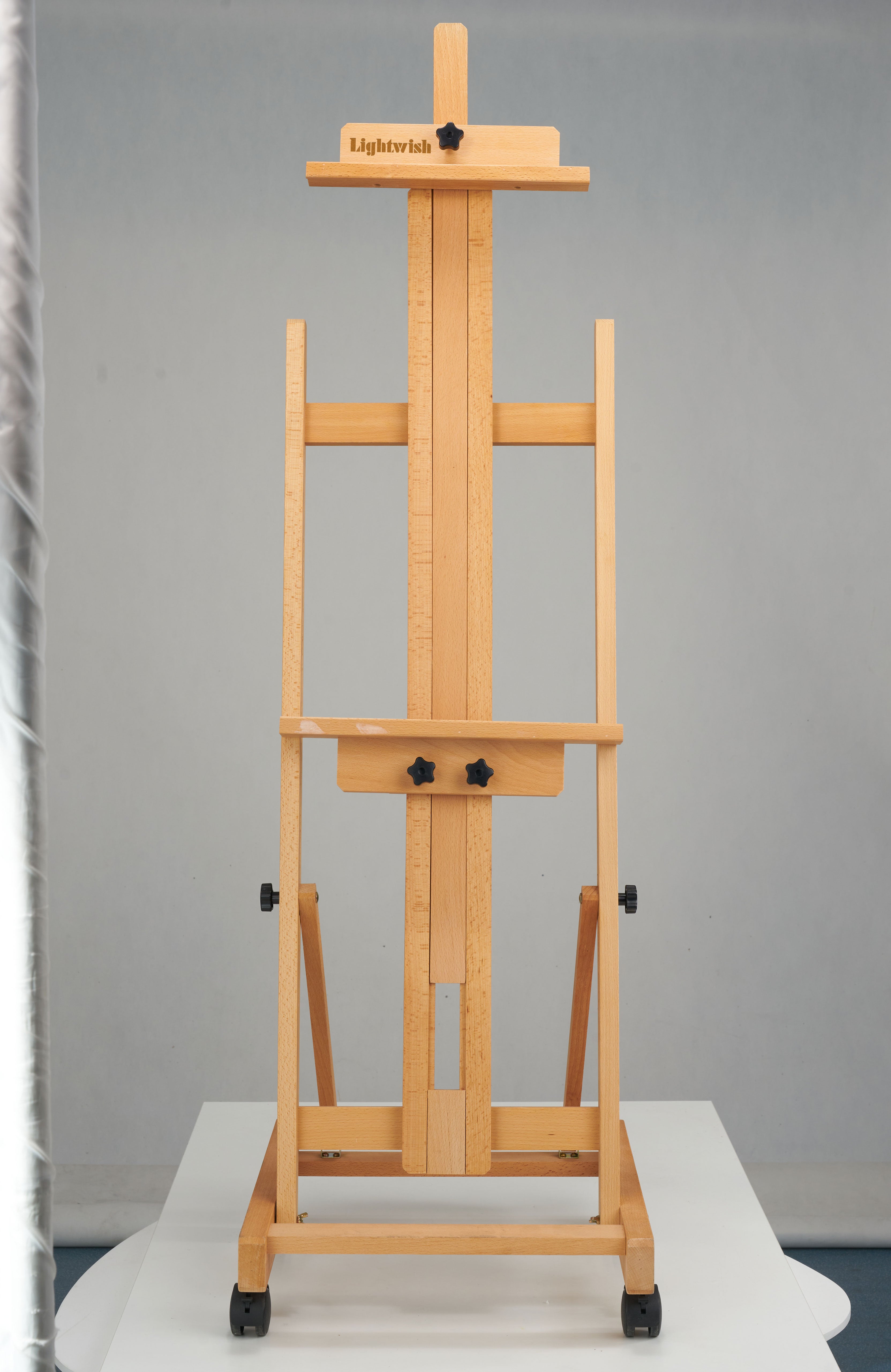 Lightwish H Frame Easel, Hold Canvas up to 70" with 4 Universal Wheels, Beech Wooden Easel for Painting, Adjustable Artist Easels for Painting