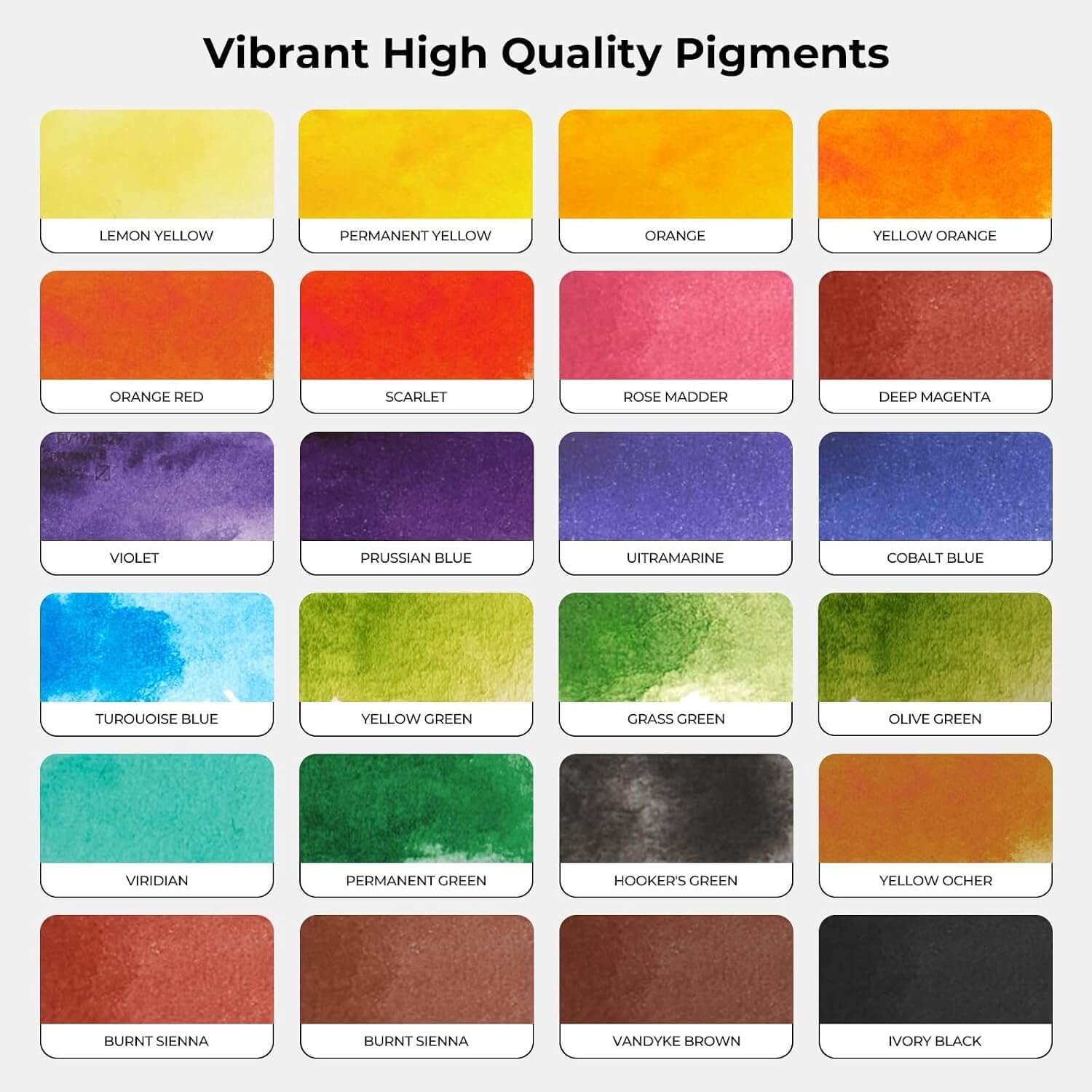 24 Colors Semi-Moist Watercolor Paint Box Set with Cotton Paper & Brushes