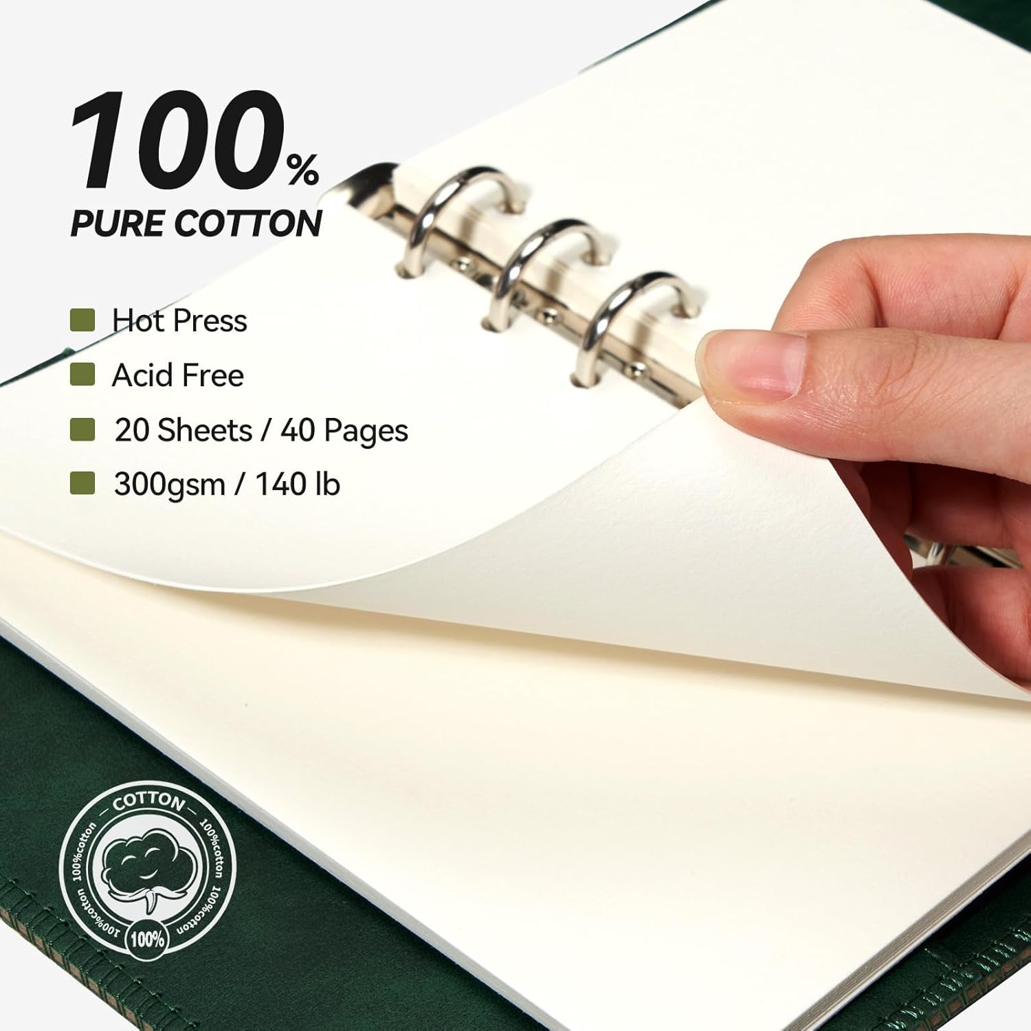 Portable Watercolor Sketchbook Set - 100% Cotton Cold-Pressed 6.7x3.9 Inch Loose-Binder Art Journal with 36 Ceramic Paint Palettes and 2 Travel Water Brushes, Perfect for Artists Painting Outdoors