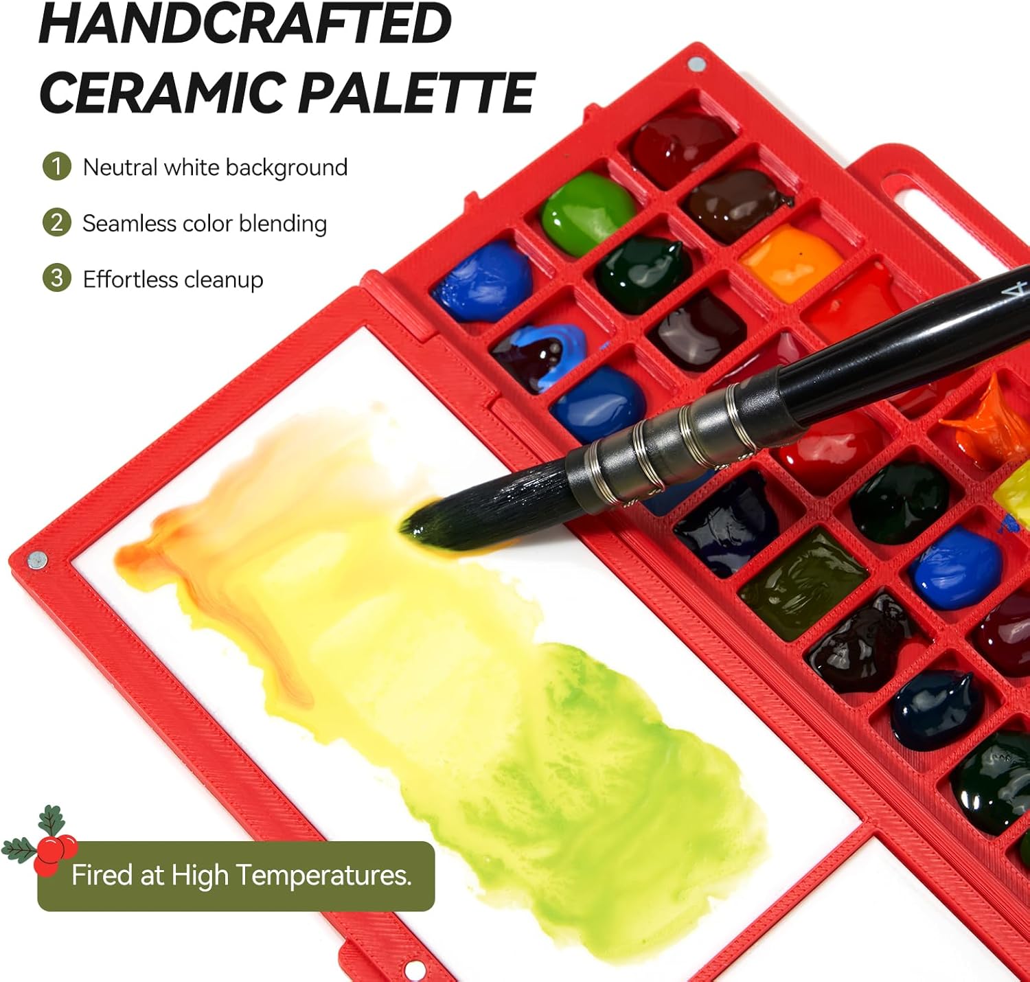 Portable Watercolor Sketchbook Set - 100% Cotton Cold-Pressed 6.7x3.9 Inch Loose-Binder Art Journal with 36 Ceramic Paint Palettes and 2 Travel Water Brushes, Perfect for Artists Painting Outdoors