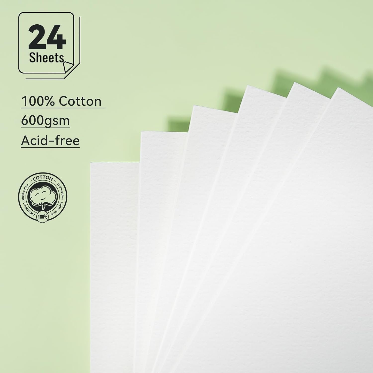 LIGHTWISH Watercolor Paper Bulk, 100% Cotton Cold Press 600gsm, 2 Pack, Total 24 Sheets A5 Hole-Punched Replaceable Paper for Artists, Adults,Students,5.8 * 8.2 Inches