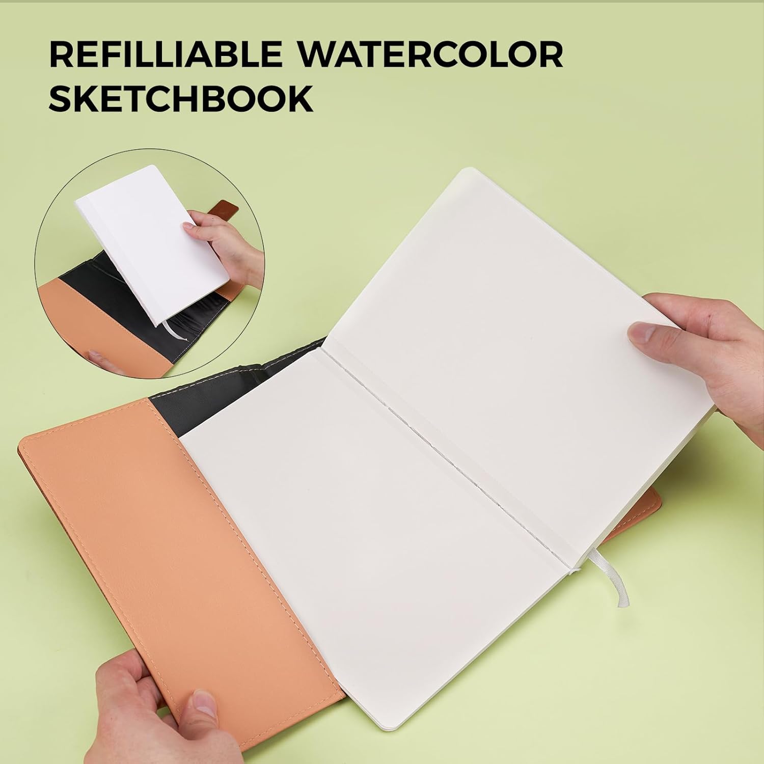 Watercolor Sketchbook,8.2 x 5.5 inch,20 Sheets Hot Press 100% Cotton 300 GSM 140lb,A5 Watercolor Paper for Art Painting, Drawing, Mixed Media