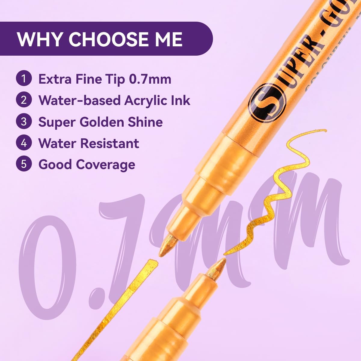 LIGHTWISH Super Golden Metallic Acrylic Paint Pens Glitter Markers