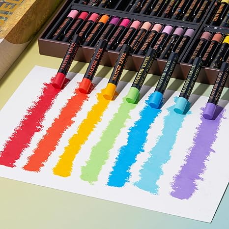 Lightwish Professionelle Ölpastelle, 48 leuchtende Farben plus 4 Weiß, 52er-Set, cremige und pigmentierte weiche Künstler-Ölpastelle zum Mischen, Schichten und Schattieren
