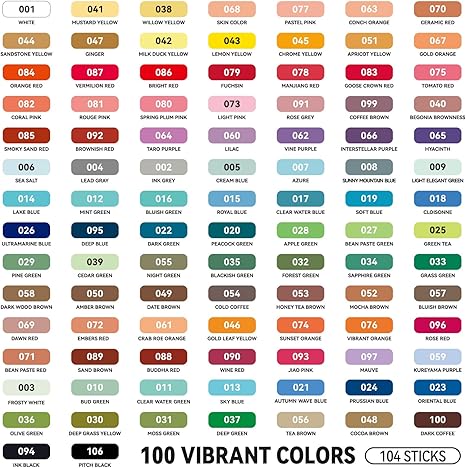 LIGHTWISH Professional Oil Pastels, 100 Vibrant Colors Plus 4 White, Set of 104