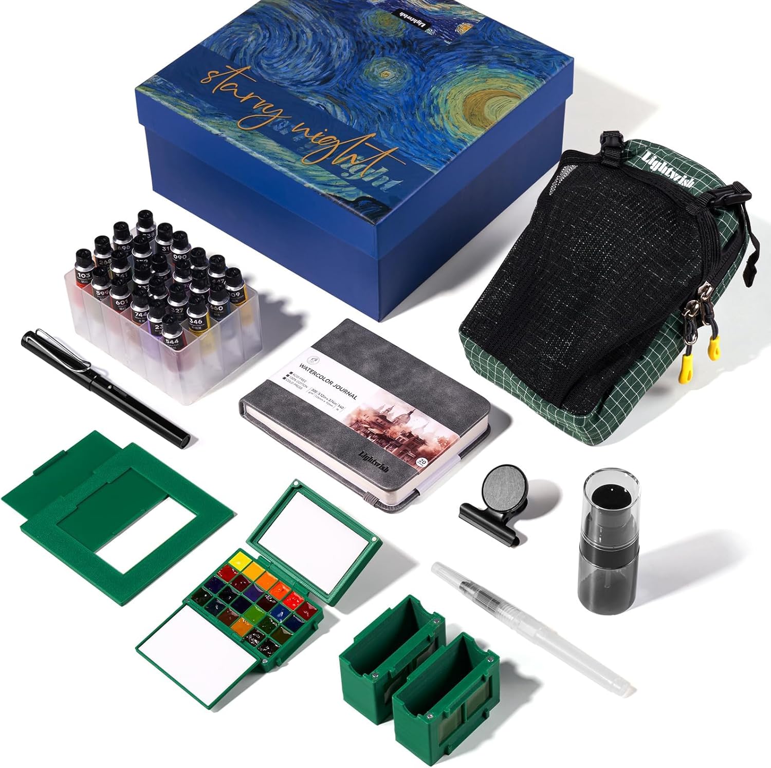 24-Color Travel Watercolor Kit with Journal
